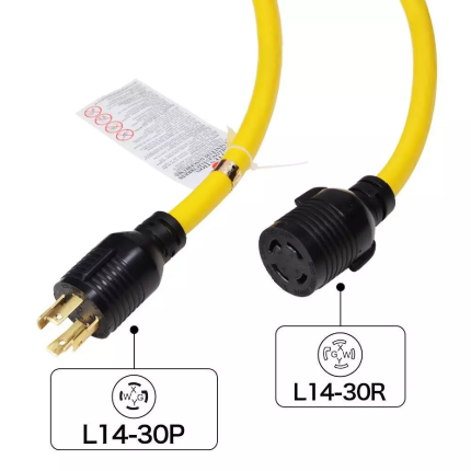 CABLE DE EXTENSION PARA  GENERADOR NEMA  L14-30P a L14-30R